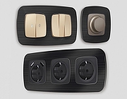 Рамка на 2 поста Ambrella Volt Radian Металл OF580502 цвет Черный-1