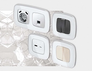 Рамка на 3 поста Ambrella Volt Coint OF640133 цвет Белый, Серебро-2