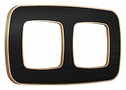 Рамка на 2 поста Ambrella Volt Coint OF640542 цвет Черный, Бежевый