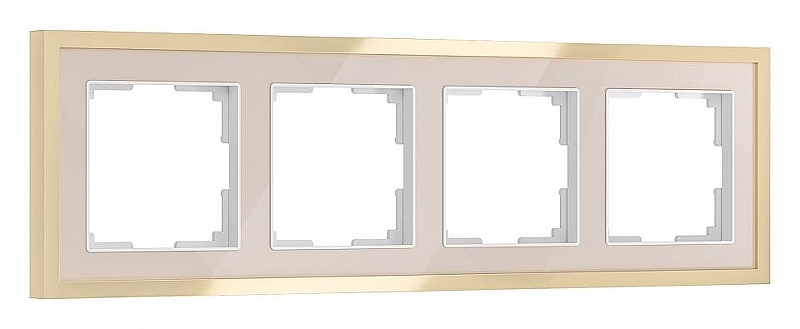 Рамка на 4 поста Werkel Baguette (айвори/латунь) W0042851 