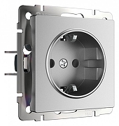Розетка с заземлением и со шторками, без рамки Werkel серебряный матовый W1171165 цвет Серебро