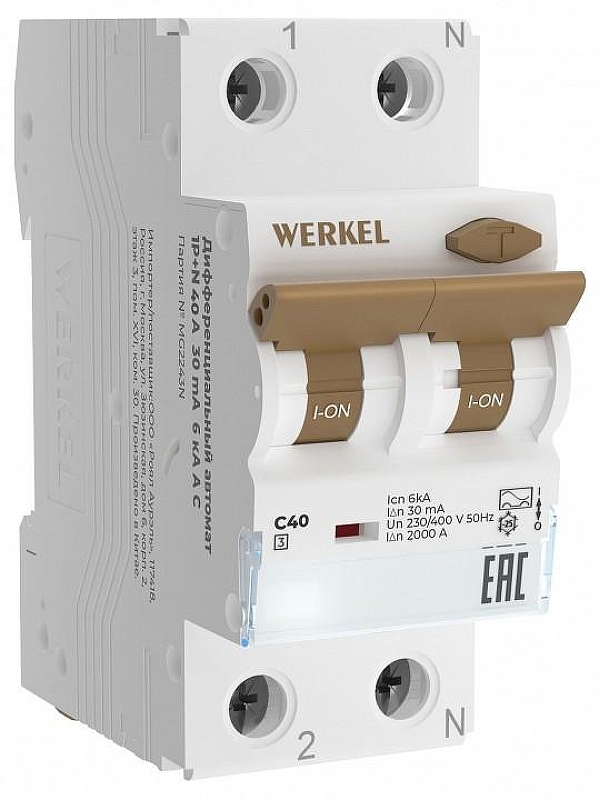 Дифференциальный автоматический выключатель 1P с Wi-Fi Werkel W922P164 