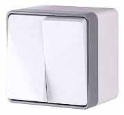 Выключатель двухклавишный влагозащищенный Werkel Gallant (белая) WL15-03-02 цвет Слоновая кость