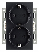 Розетка двойная с заземлением и со шторкой, без рамки Arlight SCT 043765 цвет Черный