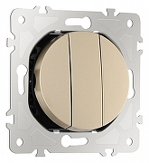 Выключатель трехклавишный без рамки Arte Milano 202 202.30-3.shampan цвет Бежевый