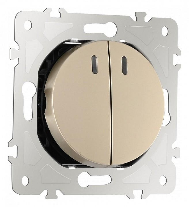 Выключатель двухклавишный с подсветкой без рамки Arte Milano 202 202.31-2.shampan 