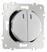 Выключатель двухклавишный с подсветкой без рамки Arte Milano 202 202.31-2.silver цвет Серебро