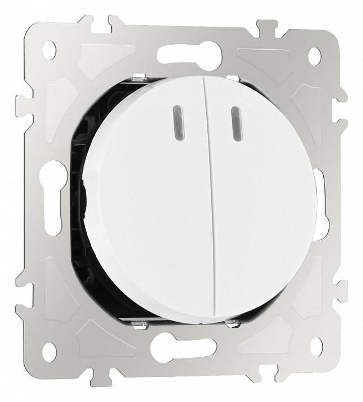 Выключатель двухклавишный с подсветкой без рамки Arte Milano 202 202.31-2.white 