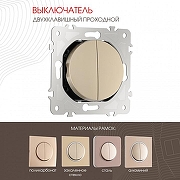 Выключатель проходной двухклавишный с подсветкой без рамки Arte Milano 202 202.32-2.shampan цвет Бежевый-1