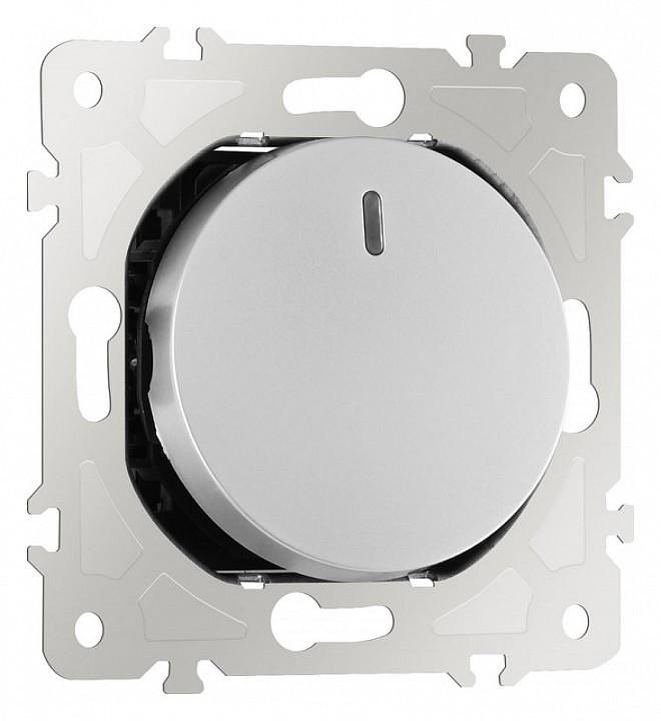 Выключатель проходной одноклавишный с подсветкой без рамки Arte Milano 202 202.33-1.silver 