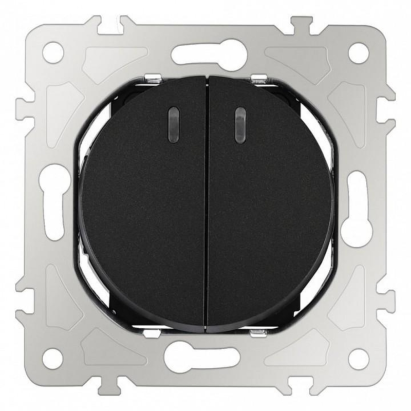 Выключатель проходной двухклавишный с подсветкой без рамки Arte Milano 202 202.33-2.black 