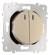 Выключатель проходной двухклавишный с подсветкой без рамки Arte Milano 202 202.33-2.shampan цвет Бежевый