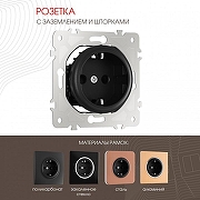 Розетка с заземлением и со шторкой, без рамки Arte Milano am-202 202.40-1.black цвет Черный-1