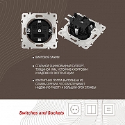 Розетка с заземлением и со шторкой, без рамки Arte Milano am-202 202.40-1.black цвет Черный-6