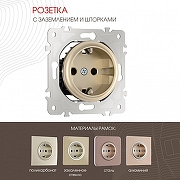 Розетка с заземлением и со шторкой, без рамки Arte Milano am-202 202.40-1.shampan цвет Бежевый-1