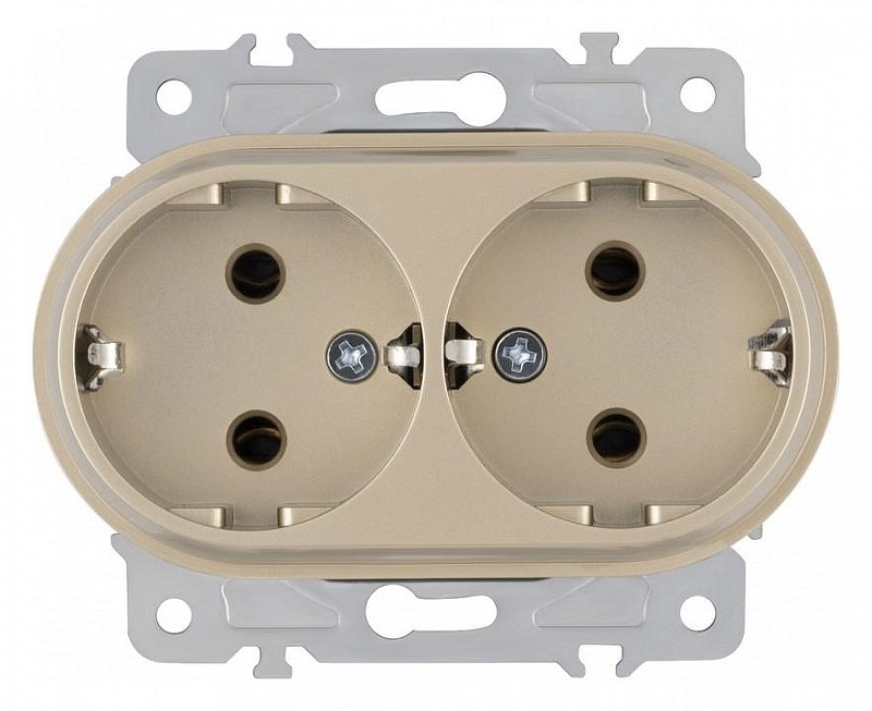 Розетка двойная с заземлением, без рамки Arte Milano am-202 202.40-2.shampan 