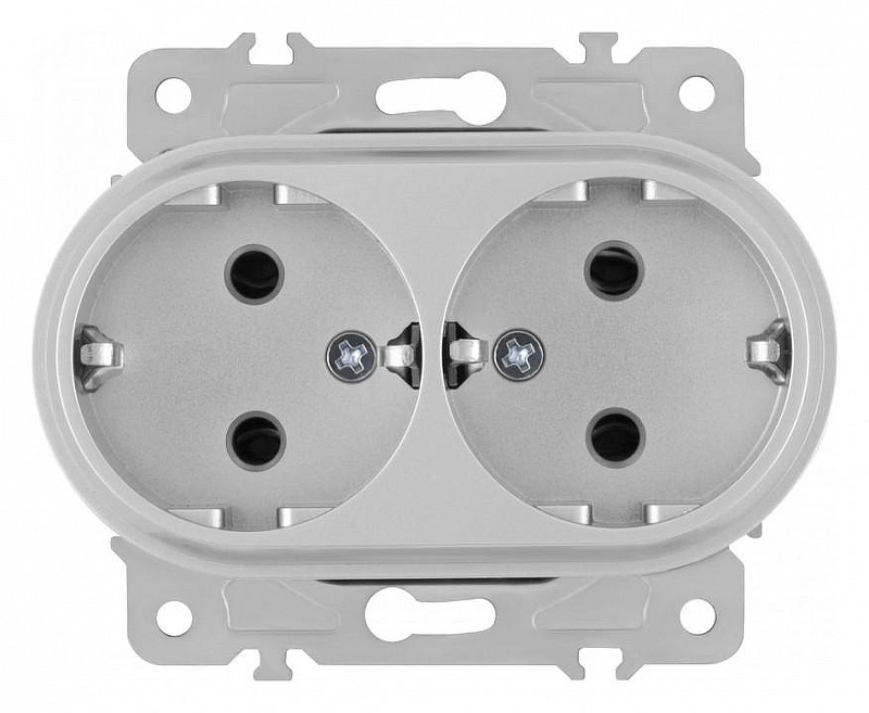 Розетка двойная с заземлением, без рамки Arte Milano am-202 202.40-2.silver 