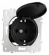 Розетка влагозащищенная с заземлением и со шторкой с крышкой Arte Milano am-202 202.41-1.black цвет Черный