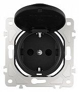 Розетка влагозащищенная с заземлением и со шторкой с крышкой Arte Milano am-202 202.41-1.black цвет Черный-2