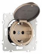 Розетка влагозащищенная с заземлением и со шторкой с крышкой Arte Milano am-202 202.41-1.shampan цвет Бежевый