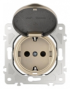 Розетка влагозащищенная с заземлением и со шторкой с крышкой Arte Milano am-202 202.41-1.shampan цвет Бежевый-2