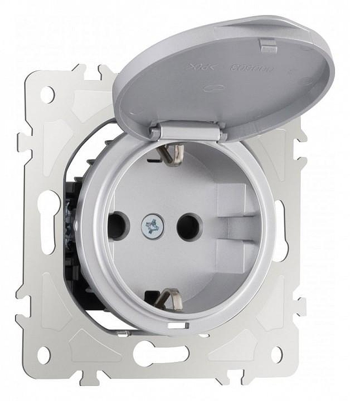 Розетка влагозащищенная с заземлением и со шторкой с крышкой Arte Milano am-202 202.41-1.silver 