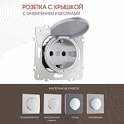 Розетка влагозащищенная с заземлением и со шторкой с крышкой Arte Milano am-202 202.41-1.silver цвет Серебро-1