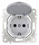 Розетка влагозащищенная с заземлением и со шторкой с крышкой Arte Milano am-202 202.41-1.silver цвет Серебро-3