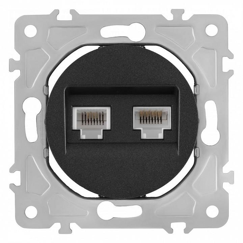 Розетка двойная RJ-11 и Ethernet RJ-45, без рамки Arte Milano am-202 202.44-1.black 