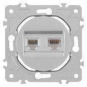 Розетка двойная RJ-11 и Ethernet RJ-45, без рамки Arte Milano am-202 202.44-1.silver цвет Серебро