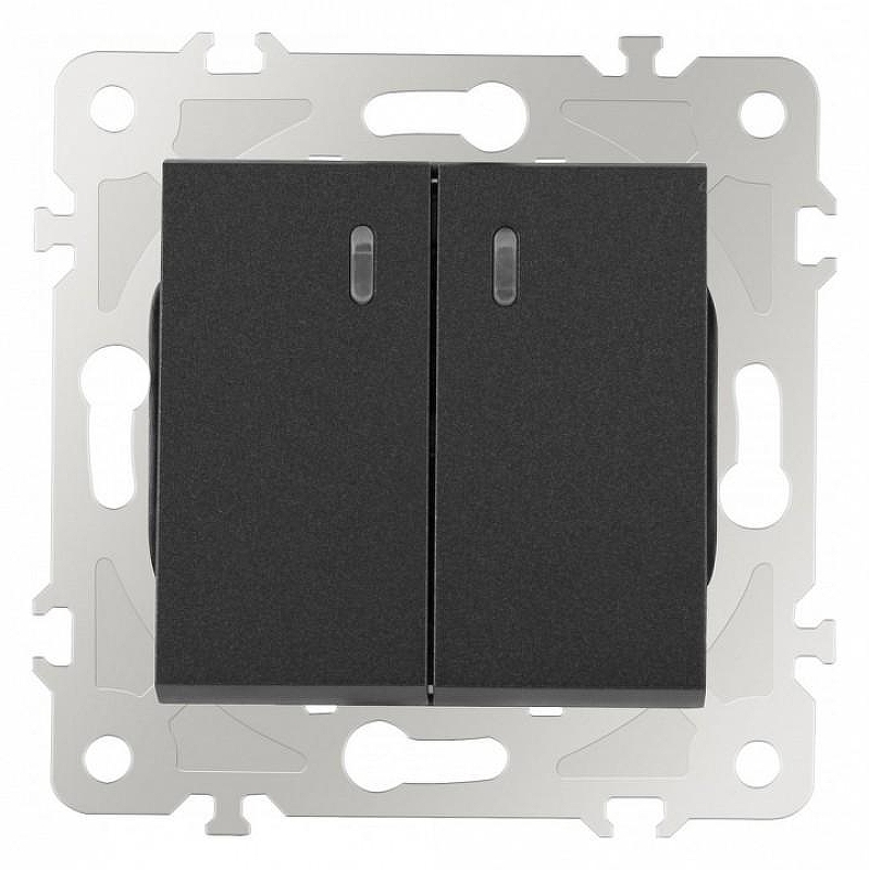 Выключатель двухклавишный с подсветкой без рамки Arte Milano 203 203.31-2.black 