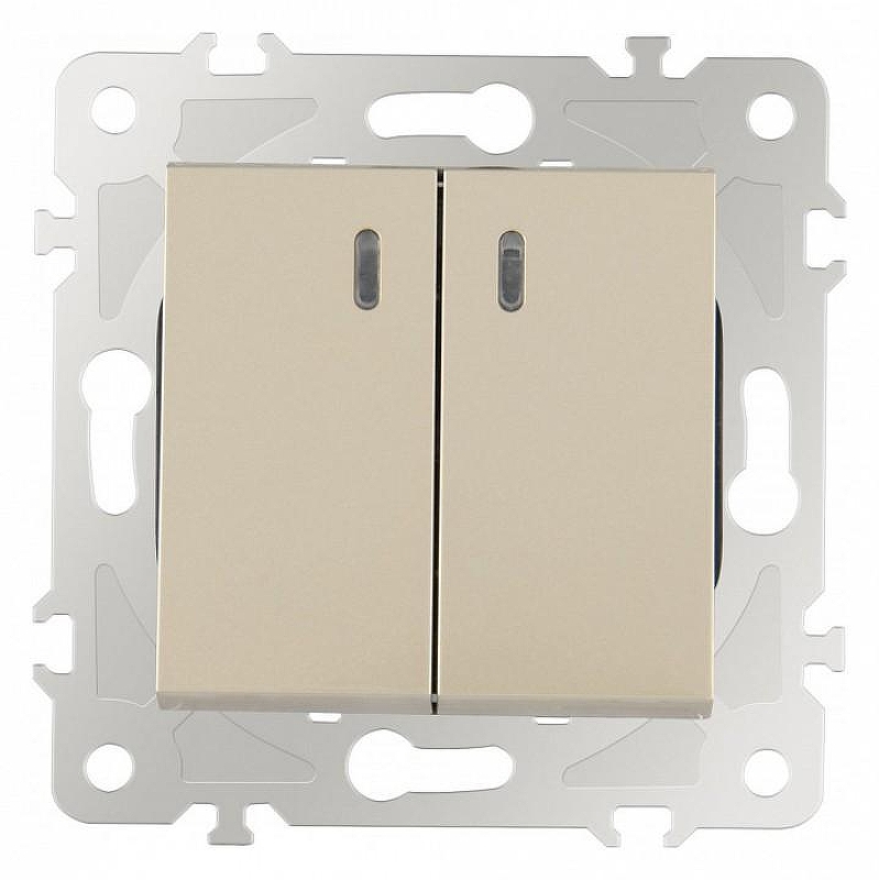 Выключатель двухклавишный с подсветкой без рамки Arte Milano 203 203.31-2.shampan 