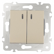 Выключатель двухклавишный с подсветкой без рамки Arte Milano 203 203.31-2.shampan цвет Бежевый
