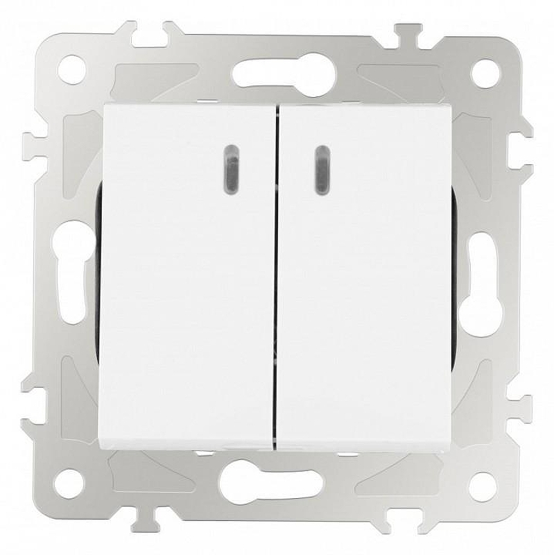 Выключатель двухклавишный с подсветкой без рамки Arte Milano 203 203.31-2.white 