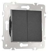 Выключатель проходной двухклавишный без рамки Arte Milano 203 203.32-2.black цвет Черный