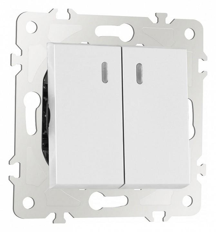 Выключатель проходной двухклавишный с подсветкой без рамки Arte Milano 203 203.33-2.white 