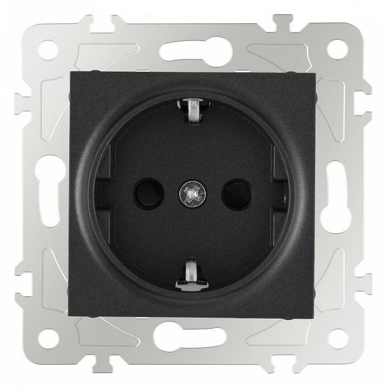 Розетка с заземлением и со шторкой, без рамки Arte Milano am-203 203.40-1.black 