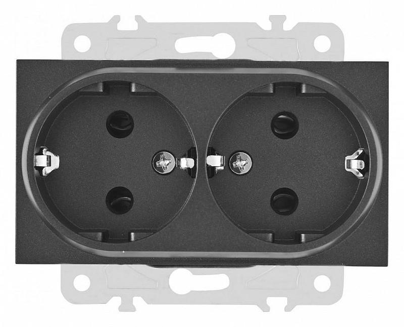 Розетка двойная с заземлением, без рамки Arte Milano am-203 203.40-2.black 