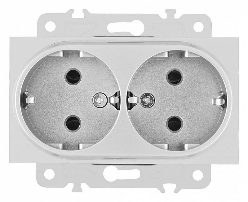 Розетка двойная с заземлением, без рамки Arte Milano am-203 203.40-2.silver 