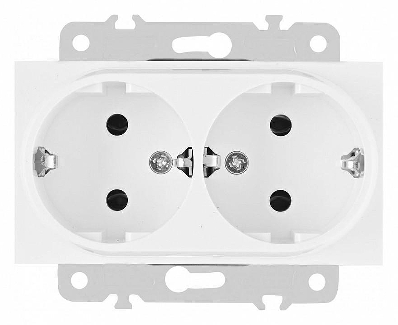 Розетка двойная с заземлением, без рамки Arte Milano am-203 203.40-2.white 