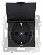 Розетка влагозащищенная с заземлением и со шторкой с крышкой Arte Milano am-203 203.41-1.black цвет Черный-4