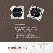 Розетка влагозащищенная с заземлением и со шторкой с крышкой Arte Milano am-203 203.41-1.black цвет Черный-5