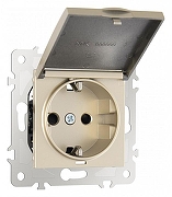 Розетка влагозащищенная с заземлением и со шторкой с крышкой Arte Milano am-203 203.41-1.shampan цвет Бежевый