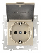 Розетка влагозащищенная с заземлением и со шторкой с крышкой Arte Milano am-203 203.41-1.shampan цвет Бежевый-2