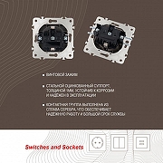 Розетка влагозащищенная с заземлением и со шторкой с крышкой Arte Milano am-203 203.41-1.shampan цвет Бежевый-7