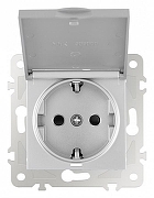 Розетка влагозащищенная с заземлением и со шторкой с крышкой Arte Milano am-203 203.41-1.silver цвет Серебро-1