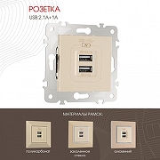 Розетка USB, без рамки Arte Milano am-203 203.46-1.shampan цвет Бежевый-1