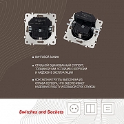 Розетка с заземлением и со шторкой и 2хUSB, без рамки Arte Milano am-203 203.47-1.black цвет Черный-5