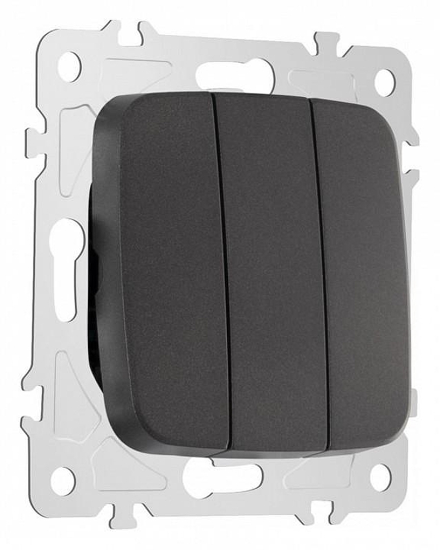 Выключатель трехклавишный без рамки Arte Milano 205 205.30-3.black 