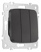 Выключатель трехклавишный без рамки Arte Milano 205 205.30-3.black цвет Черный